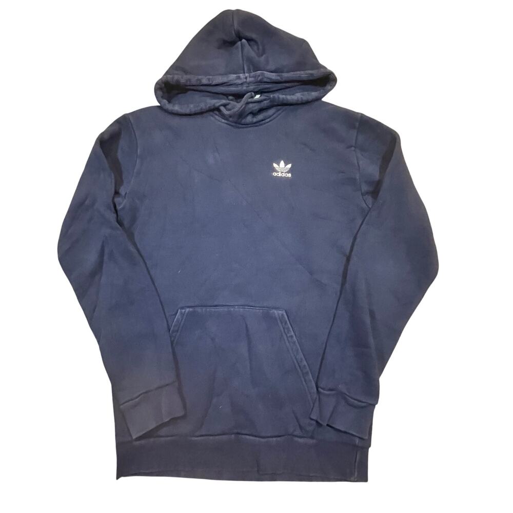 Adidas Trefoil Hoodie Navy Blue Pullover Sweatshirt Logo Pocket XS Men